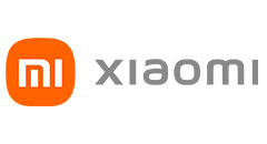 The image shows the Xiaomi logo, on a white background. On the left, there's an orange square with rounded corners containing a white stylized "Mi" inside. To the right, the word "xiaomi" is written in lowercase letters in gray.