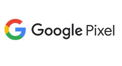 The image shows the Google Pixel logo. It consists of the Google logo, which is a multi-colored "G" in blue, red, yellow, and green, followed by the word "Pixel" in a clean, modern font.