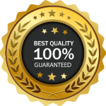 A high-quality seal indicating 100% satisfaction guarantee, symbolizing trust and excellence in product quality.