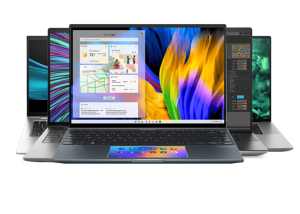 Four Laptops with Dynamic Displays